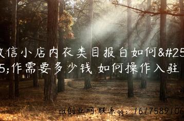 微信小店内衣类目报白如何操作需要多少钱 如何操作入驻缩略图